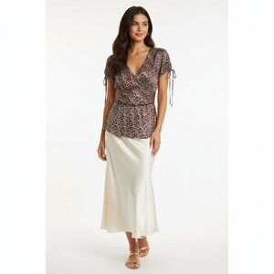 Cato Floral Babydoll V-Neck Short Sleeve Top Size Large Cottagecore Y2K Romantic